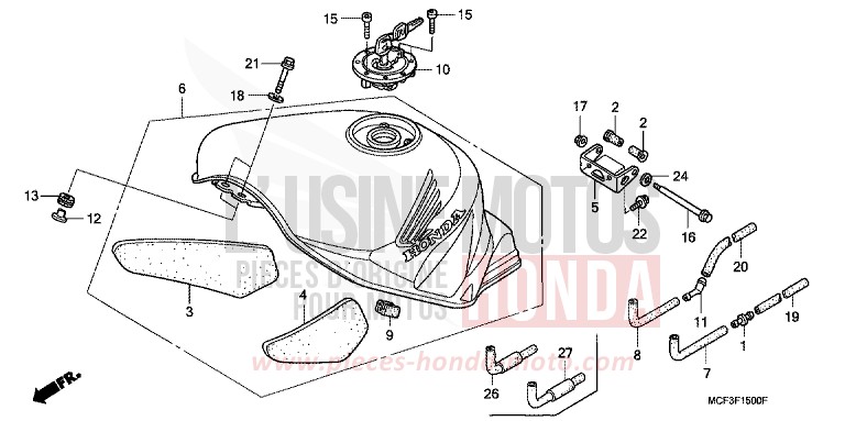 RESERVOIR A CARBURANT von VTR1000 SP-1 WINNING RED (R258) von 2000